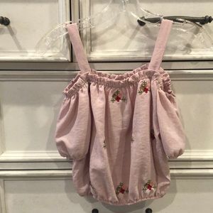 Embroidered floral cropped blouse